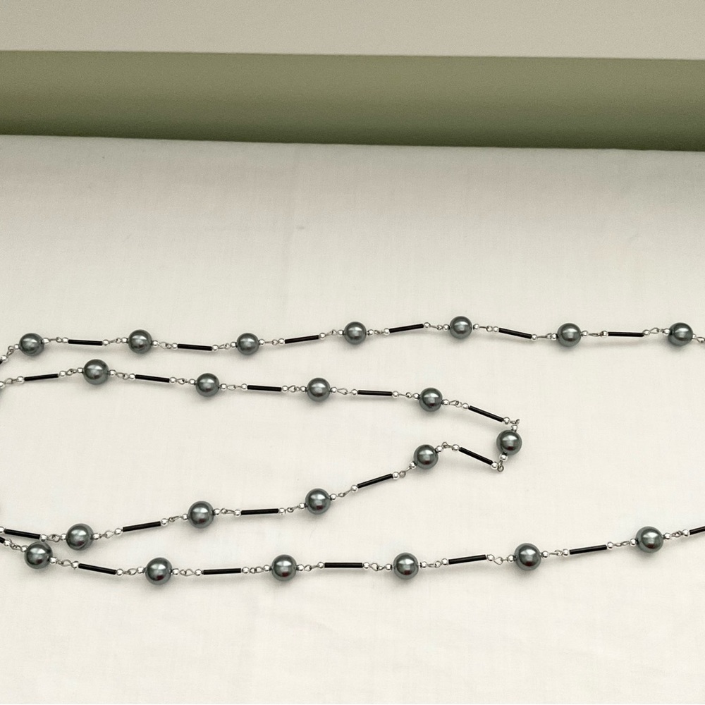 PEWTER FAUX PEARL NECKLACE